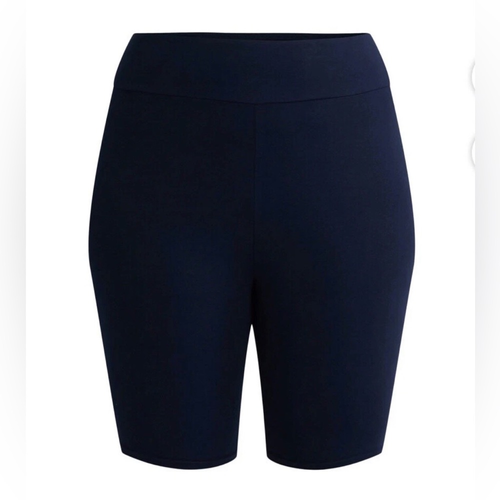 TERRA & SKY Womens Biker Shorts Size 2X 20W-22W Cotton Spandex Pull On NAVY NWOT